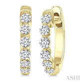 1/2 Ctw Prong Set Round Cut Diamond Hoop Earrings in 14K Yellow gold