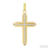 1 Ctw Round Cut Diamond Cross Pendant in 14K Yellow Gold