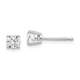 14k White Gold 4mm Round Cubic Zirconia Post Earrings