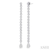 1 1/4 Ctw Lovebright Pear Shape Dangle Tip Round Cut Diamond Fashion Long Earrings in 14K White Gold