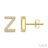 1/10 Ctw Initial 'Z' Round Cut Diamond Earrings in 10K Yellow Gold