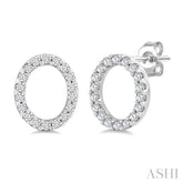 1/10 Ctw Initial 'O' Single Cut Diamond Earrings in 10K White Gold