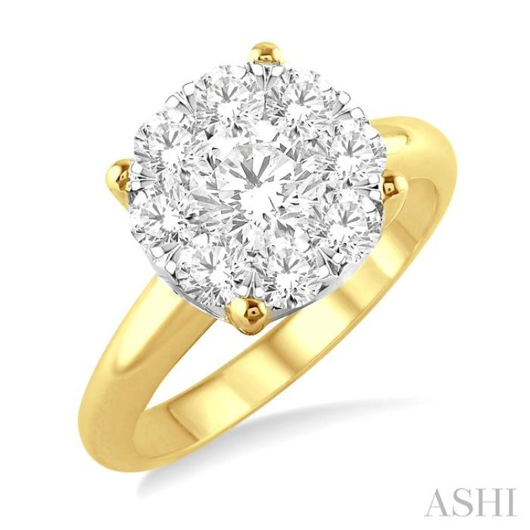1 1/2 Ctw Lovebright Round Cut Diamond Ring in 14K Yellow and White Gold 1 1/2 Ctw Lovebright Round Cut Diamond Ring in 14K Yellow and White Gold