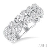 1/2 Ctw Cuban Link Round Cut Diamond Fashion Band in 14K White Gold