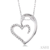 1/10 Ctw Round Cut Diamond Heart Shape Pendant in 10K White Gold with Chain