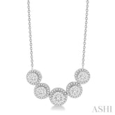 3/4 Ctw Circular Mount Lovebright Round Cut Diamond Necklace in 14K White Gold