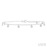 1/10 Ctw Round Charm Round Cut Diamond Station Anklet in 10K White Gold