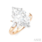 5/8 Ctw Akari Marquise and Round Cut Diamond Semi-Mount Engagement Ring in 14K Rose and White Gold