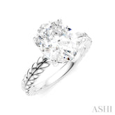 1/10 Ctw Oval Shape Round Cut Diamond Semi-Mount Engagement Ring in 14K White Gold