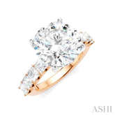 1 1/3 Ctw Round Shape Princess and Round Cut Diamond Semi-Mount Engagement Ring in 14K Rose and White Gold