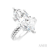1/8 Ctw Marquise Shape Round Cut Diamond Semi-Mount Engagement Ring in 14K White Gold
