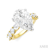 1 1/3 Ctw Pear Shape Round Cut Diamond Semi-Mount Engagement Ring in 14K Yellow and White Gold