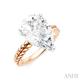 1/8 Ctw Pear Shape Round Cut Diamond Semi-Mount Engagement Ring in 14K Rose and White Gold