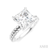 1/10 Ctw Princess Shape Round Cut Diamond Semi-Mount Engagement Ring in 14K White Gold