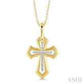 1/20 Ctw Roman Cross Round Cut Diamond Fashion Pendant With Chain in Yellow Gold Vermeil