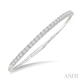 3 Ctw Round Cut Diamond Halfway Straight Flex Bangle in 14K White Gold