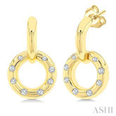 1/6 Ctw Suspended Circle Round Cut Diamond Fashion Earring in 10K Yellow Gold