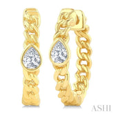 1/3 Ctw Bezel Set Pear Cut Diamond Curb Link Fashion Hoop Earring in 14K Yellow Gold