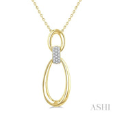 1/10 Ctw Twin Oval Link Round Cut Diamond Pendant With Chain in Yellow Gold Vermeil
