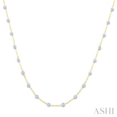 2 Ctw Bezel Set Round Cut Diamond Station Necklace in 14K Yellow and White Gold