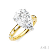 1/3 Ctw Pear Shape Baguette and Round Cut Diamond Semi-Mount Engagement Ring in 14K Yellow and White Gold