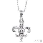 1/6 ctw Round Cut Diamond Fleur De Lis Pendant in 14K White Gold with Chain