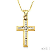 1/4 ctw Round Cut Diamond Cross Pendant in 14K Yellow Gold with Chain