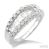 1 ctw Baguette and Round Cut Diamond Band in 14K White Gold