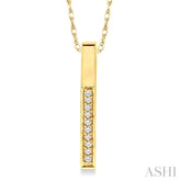 1/10 ctw Round Cut Diamond Stick Pendant in 10K Yellow Gold with Chain