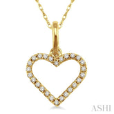1/10 ctw Round Cut Diamond Heart Shape Pendant in 14K Yellow Gold with Chain
