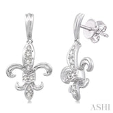 1/4 ctw Round Cut Diamond Fleur De Lis Earrings in 14K White Gold