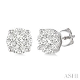 1 ctw Round Cut Lovebright Diamond Stud Earrings in 14K White Gold