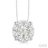 3/4 ctw Lovebright Round Cut Diamond Pendant in 14K White Gold with Chain
