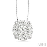 1/2 ctw Lovebright Round Cut Diamond Pendant in 14K White Gold with Chain