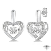 1/10 ctw Round Cut Diamond Emotion Heart Earrings in Sterling Silver