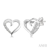 1/20 ctw Single Cut Diamond Heart Shape Diamond Journey Earrings in Sterling Silver