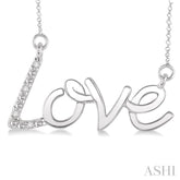 1/50 ctw Single Cut Diamond Love Pendant in Sterling Silver with Chain
