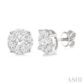 1 1/2 ctw Lovebright Round Cut Diamond Stud Earrings in 14K White Gold