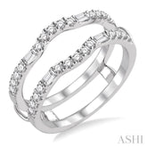 1/2 ctw Baguette and Round Cut Diamond Insert Ring in 14K White Gold