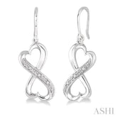 1/50 ctw Heart Shape Round Cut Diamond Infinity Earrings in Sterling Silver