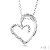 1/10 ctw Round Cut Diamond Heart Shape Pendant in Sterling Silver with Chain
