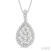 3/4 ctw Pear Shape Diamond Lovebright Pendant in 14K White Gold with Chain