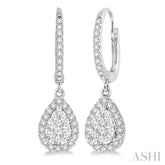 3/8 ctw Pear Shape Diamond Lovebright Earrings in 14K White Gold