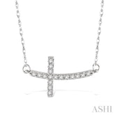 1/5 ctw Round Cut Diamond Cross Pendant in 10K White Gold with Chain
