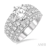 2 1/10 ctw Diamond Semi-mount Engagement Ring in 14K White Gold
