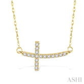 1/5 ctw Round Cut Diamond Cross Pendant in 14K Yellow Gold with Chain