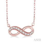 1/6 ctw Round Cut Diamond Infinity Petite Pendant in 14K Rose Gold with Chain