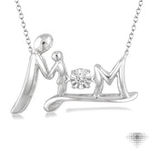 1/50 ctw Round Cut Diamond Emotion Mom Pendant in Sterling Silver with Chain
