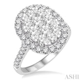 2 ctw Oval Shape Diamond Lovebright Ring in 14K White Gold