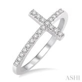 1/5 ctw Round Cut Diamond Cross Ring in 14K White Gold